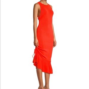 Milly Asymmetrical Flounce Dress S Orange NWOT